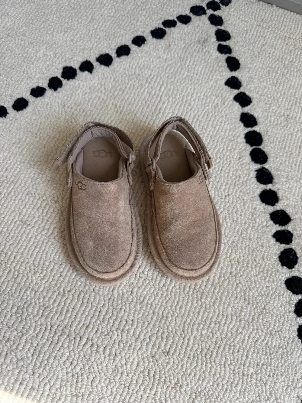 UGG Kids Suede Slip-On Moccasins in Light Brown